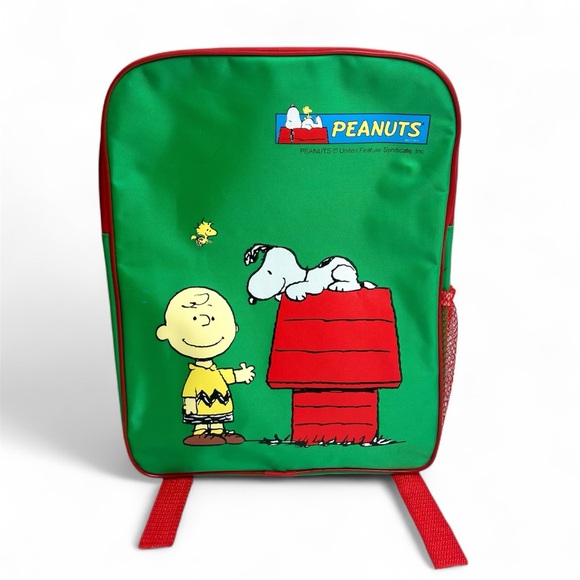 Vintage Peanuts Backpack Charles M Schulz Charlie Brown Snoopy Woodstock Cartoon - Picture 1 of 16